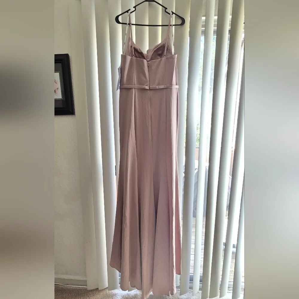 GL2670 Elizabeth K Rome Jersey Illusion Side Slit Long Dress Fabric - Picture 7 of 12